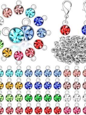 120 Pcs Birthstone Charms for Jewelry Making Handmade DIY Crystal